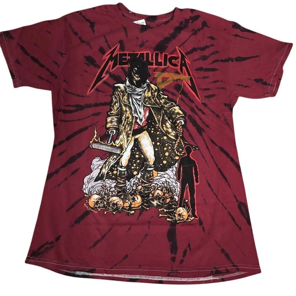 Metallica "Unforgiven" Tie-Dye T-Shirt Men's L Red Graphic Print